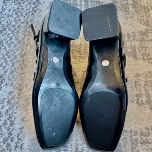 Zara Black Patent Double Strap Low Block Heel Mary Janes - Picture 13 of 15